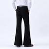 Men's Stretch Flare Trousers – Slim Fit Bootcut Design, Business Casual Style, Black, with Belt & Pockets, Comfortable All-Day Wear