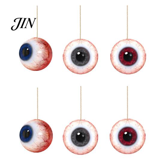 Halloween Hanging Decor 6Pcs Wooden Decoration, Ghost Pumpkin Eyeball Pendant Ornament with Rope, Spooky Holiday Party Decorations