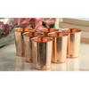 Pure Copper Embossed Design Glass - 275 ML, Copper Tumbler for Water Drinking, Elegant Drinkware & Serveware, Set of 6