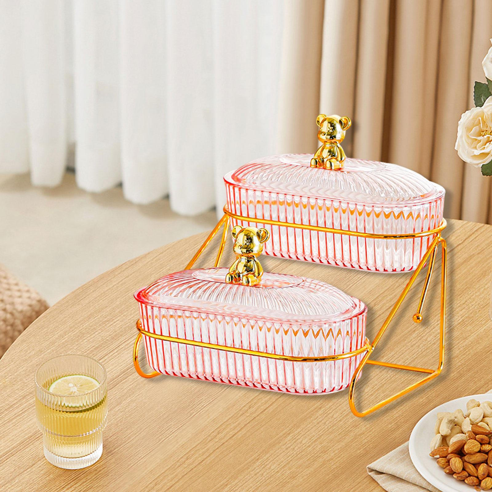 Snack Bowl for Dried Fruit, Storage Tray with Lid And Shelf, Decorative Plates, Nut Plate 2 Layers Style A