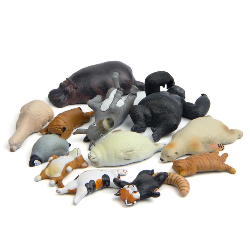 Niedliches Tier, schlafende Tierpuppe, Zoo-Korkfigur, Kühlschrankaufkleber
