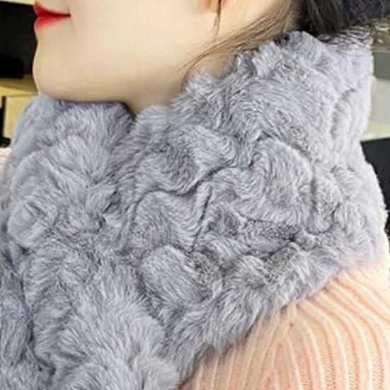 Winter Scarf Soft Imitation Rabbit Fur Solid Color Design Short Scarf Thickened Warm Plush