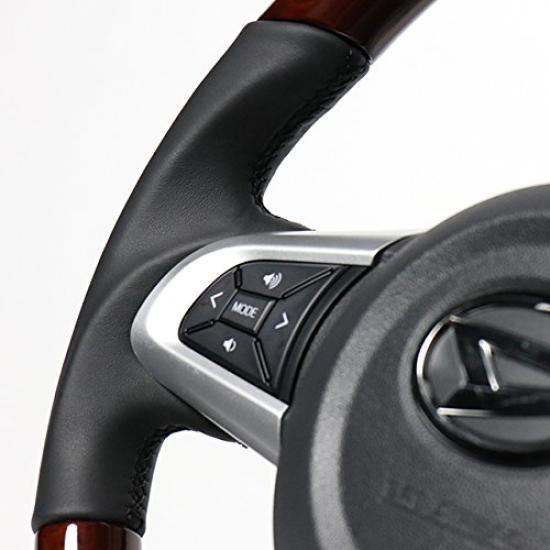 REAL Brown Wood Steering Wheel for Toyota Move Cast and Pixis Joy (LA150), Stella, (LA250), (M90-BRW-BK-MOV)