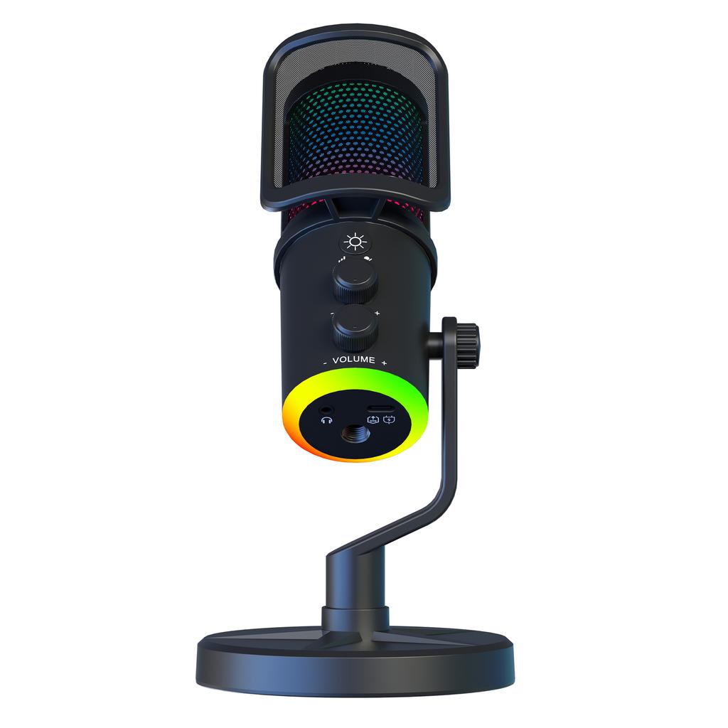 SU9 RGB Gaming USB Microphone Desktop Recording Mic with Pop Filter Mesh