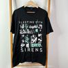 Camiseta Sleeping With Sirens Hombre Talla Grande Negra Banda de Rock Gráfico Manga Corta