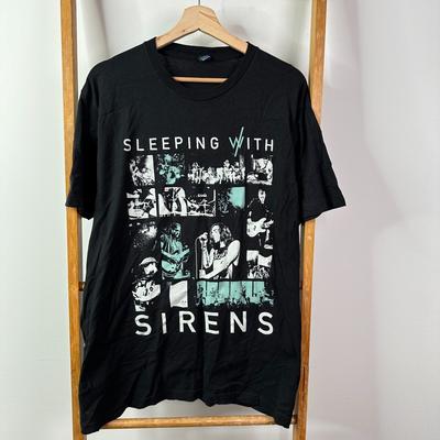 Sleeping With Sirens Shirt Mens Large Black Rock Band Graphic Short Sleeve