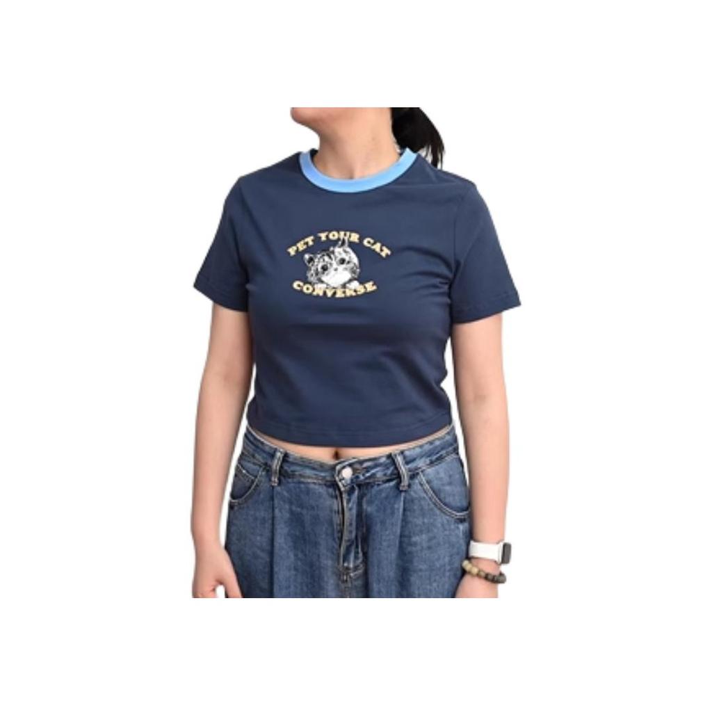 New Converse Regular T Shirt Women's Blue 10027951-A02