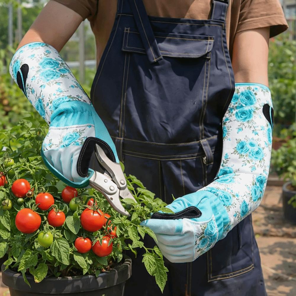 1 Pair Durable Long Gardening Gloves Anti-Puncture Rose Pruning Gloves  Gardening Work