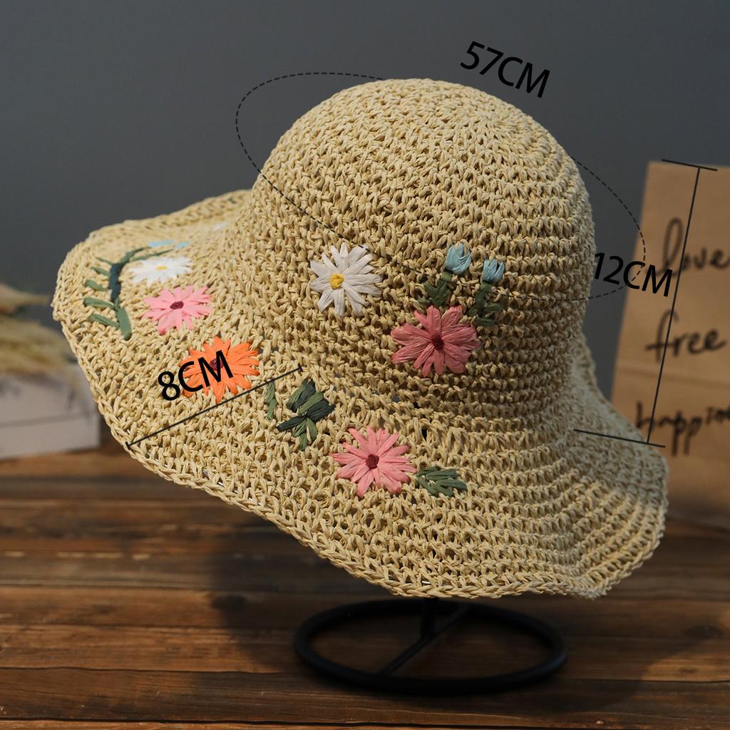 Pastoral hollow woven straw hat women's summer big brim beach sun hat seaside vacation shading sun protection hat