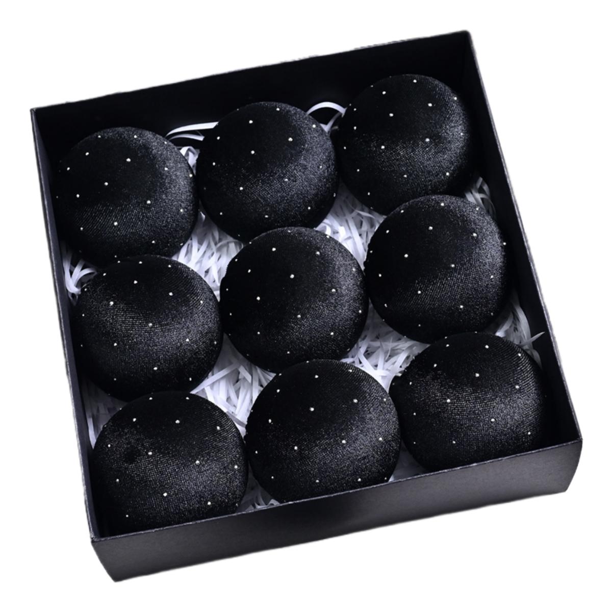 

Xmas Tree Decor Velvet Balls Soft Velvet Material Convenient Decoration Options Easy To Hang For Festive Parties чёрный