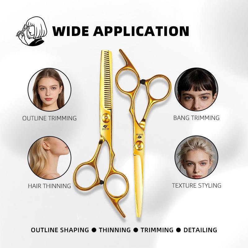Gold Cap Stainless Steel Hair Cutting & Thinning Scissors for Professional Stylists
