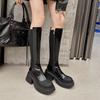 Krazing Pot Cow Leather Spring Winter Shoes Thick Bottom Platform Women Slip OnThigh High Boots