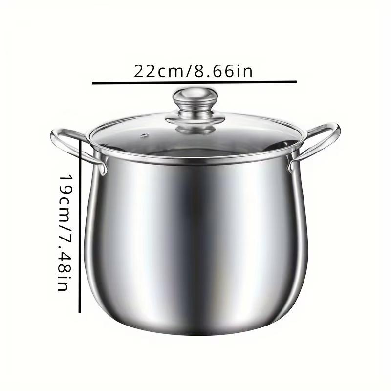 1Pc Stainless Steel Soup Pot Large Capacity Household Noodle Cooking Pot Stew Chicken Soup Induction Cooker Gas Stove Universal
