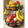 Wrought Iron Double-layer Fruit Storage Basket with 2 Banana Hangers, Fruit Hangers, Snacks, Fruit and Vegetable Fruit Hangers
