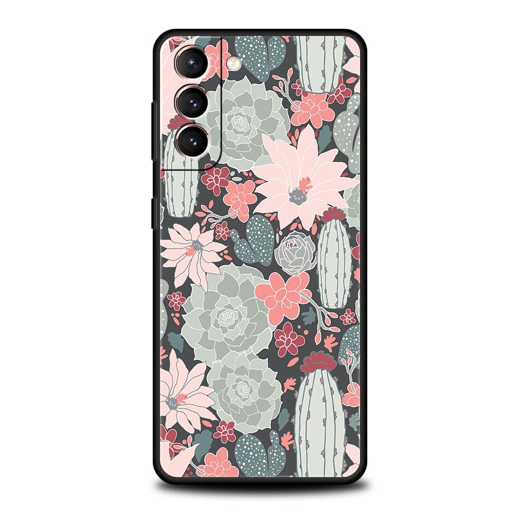 Plant Cactus Case for Samsung Galaxy S24 S23 S22 S20 S21 FE Ultra S24 S23 S10 S10E S9 S8 Plus 5G Silicone Phone Cover Capas Bags