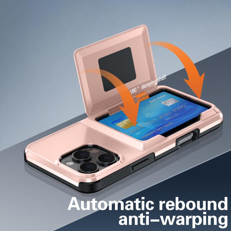 Solid Color Wallet Card Slot 180 ° Flip Bracket Shockproof Phone Case For iPhone 16 Pro Max 14 11 12 13 15 Pro Max Bumper Cover