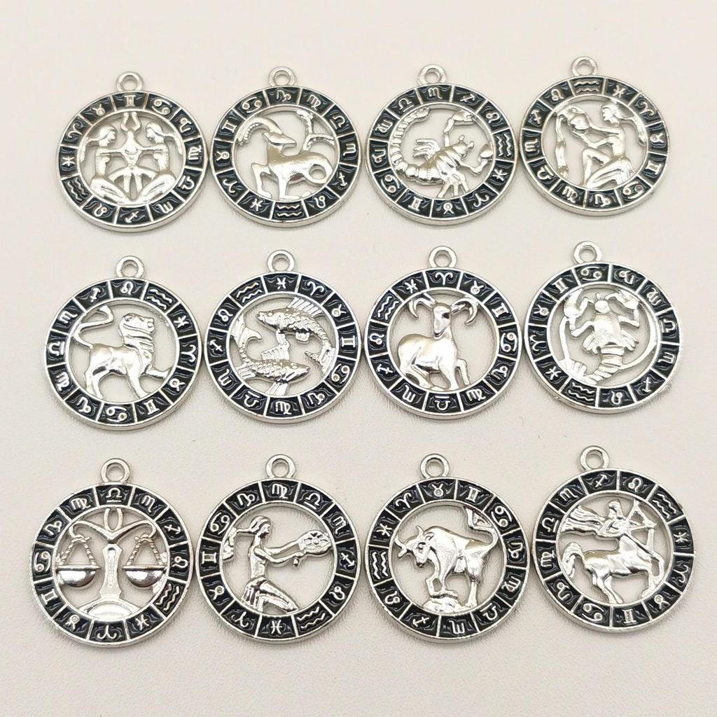 12 Constellation Diamond-Inlaid Pendant Necklace