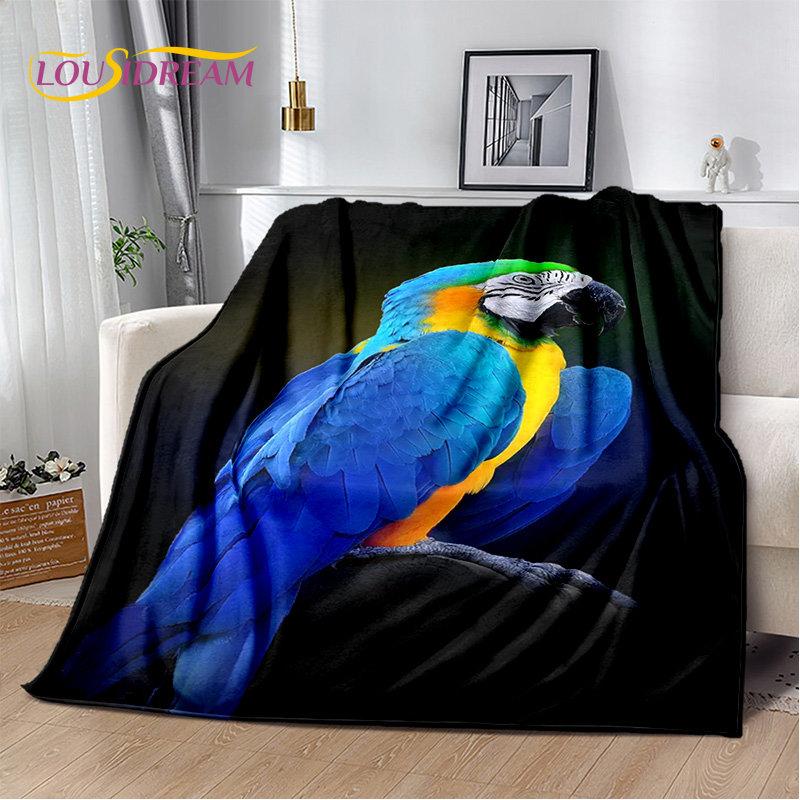 Colorful Parrot Macaws Birds Soft Plush Blanket,Flannel Blanket Throw Blanket for Living Room Bedroom Bed Sofa Picnic Cover Kids