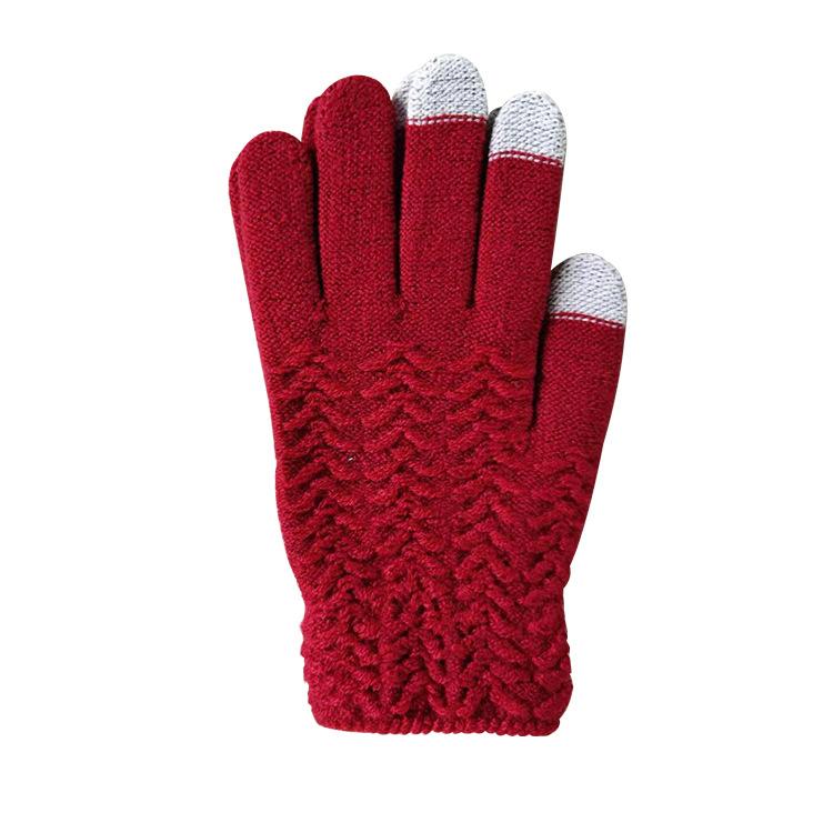Winter Thickened Velvet Finger-covered Gloves Knitted Anti-freeze Warm Life Touch Screen Magic Gloves
