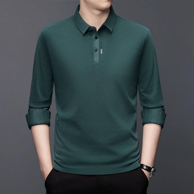 

Мужская бесшовная дышащая футболка с воротником средней длины и длинными рукавами, поло 4XL зелёный