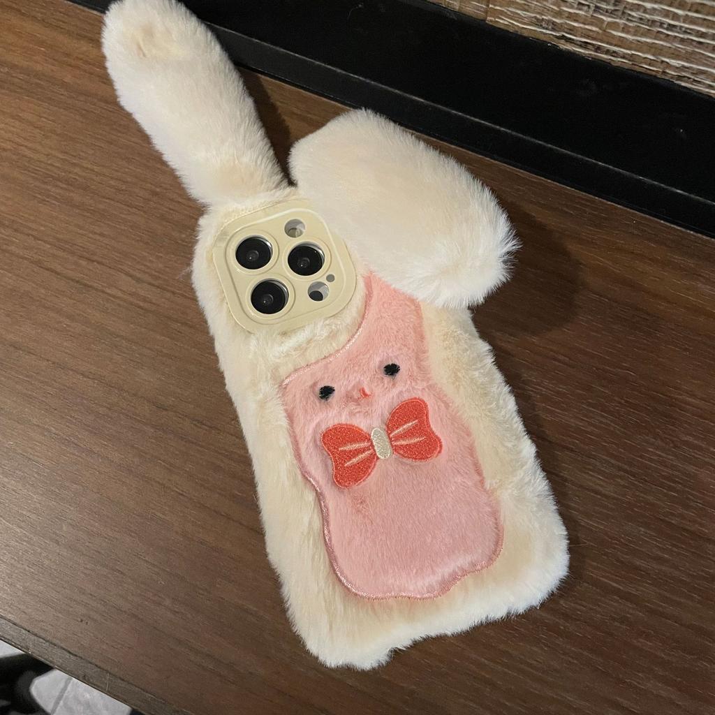 Bow Rabbit for Apple 14promax Mobile Phone Case iPhone13 Fluffy 12 Cute 11/8plus