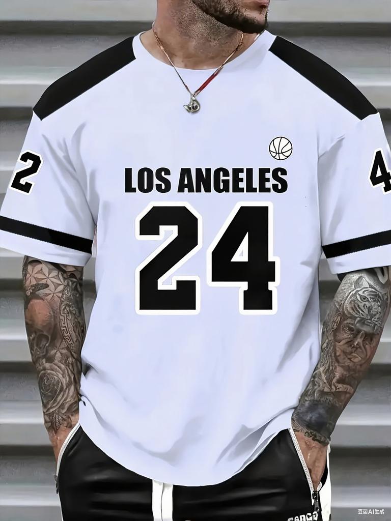 Number23 Los Angeles Print Mens T-Shirt Man Short Sleeves Sportwear Football T-Shirt Vintage Oversize 5 Colors Tees Men Clothes