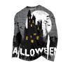 Men's Casual Long Sleeve Halloween Printed T-Shirt for Everyday Wear