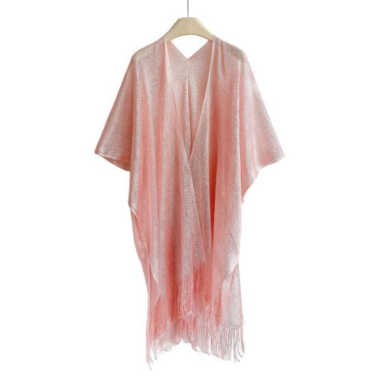 Cover Up Cardigan Metallic Mesh Women Beach Cover Up with Metallic Mesh Fringe Lightweight Breathable Swimsuit Cover