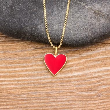 

Nidin Fashion Romantic Heart Necklace Black/Red Color Long Chain Choker Copper Zircon Charm Party Wedding Gift Jewelry for Women червоний