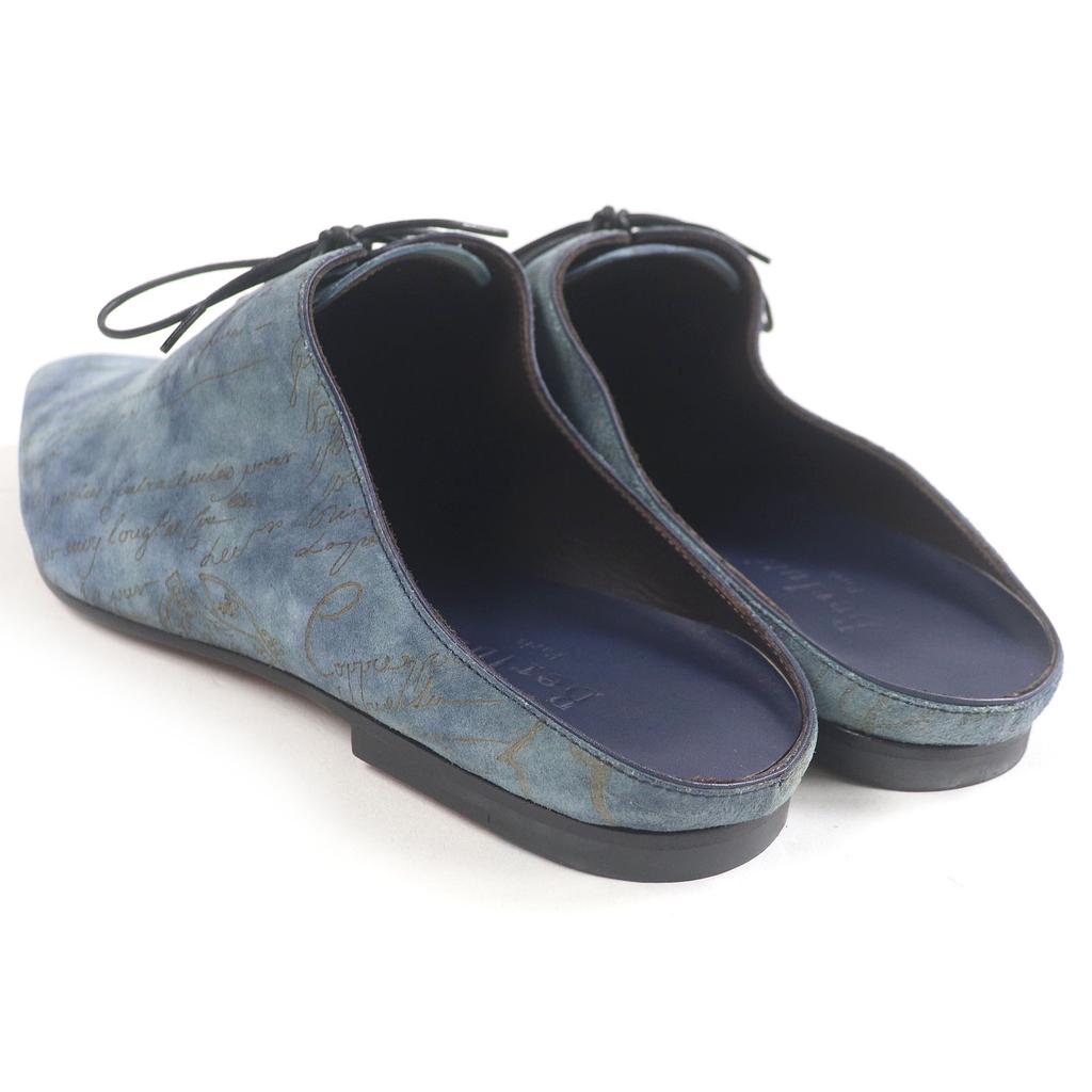 Berluti Sandals Calligraphy Scritto Mule blue Suede leather mens 9 Used