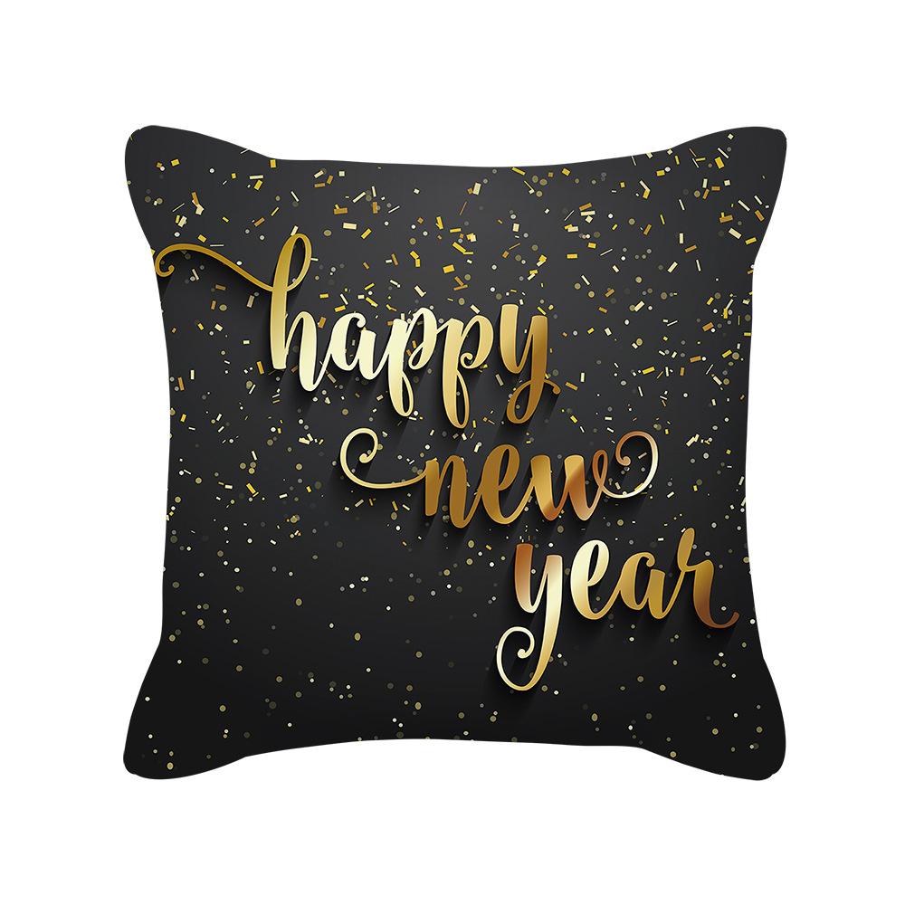 New Black Gold Christmas Pillow Cover New Snowflake Letter Peach Skin Sofa Cushion Cover