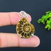 Ammonite Fossile Pierre Gemme Fait Main Bijou Pendentif Argent Sterling 925 1.77" J5O21