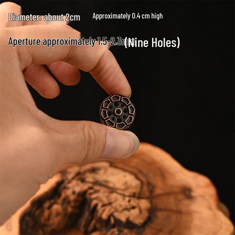 

Nine-Hole Alloy Metal Incense Holder Set: Plate, Stand, Rest & Ash Catcher for Home