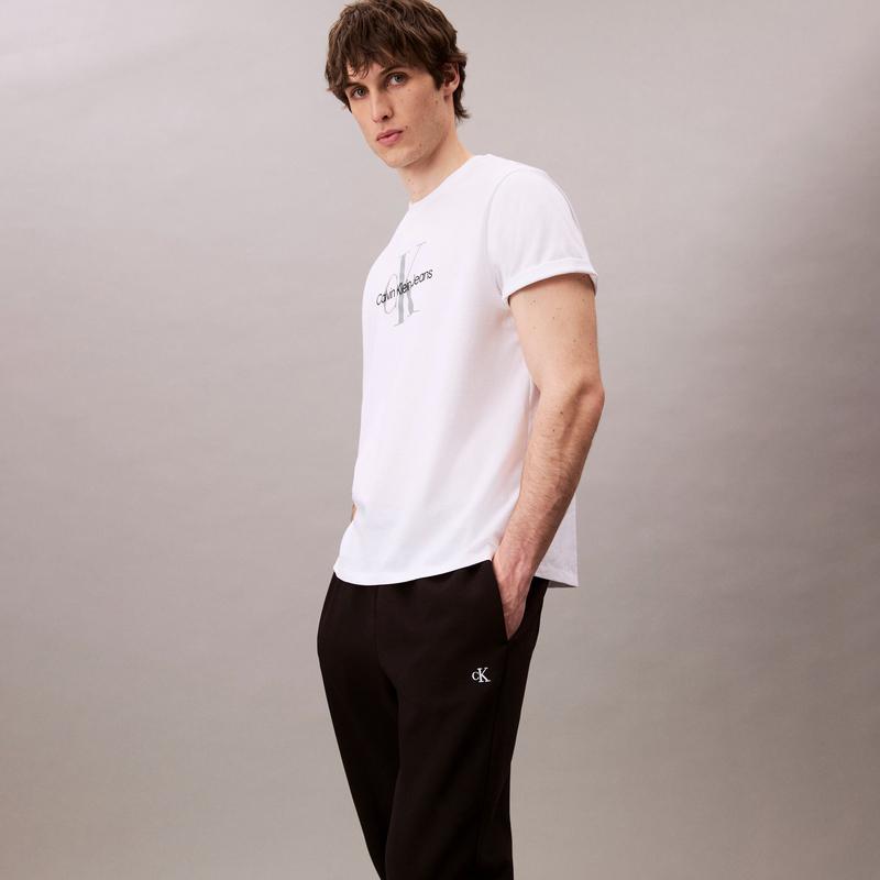 Calvin Klein Fleece Letter Embroidery Drawstring Cuffed Casual Pants Men bottoms Black 40QM432