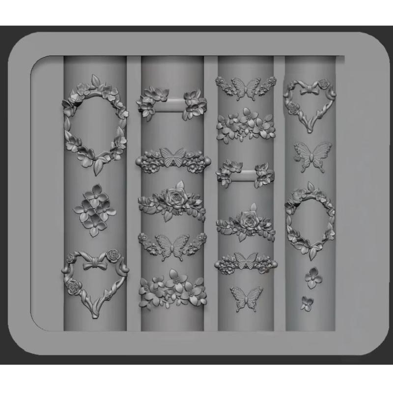 Silicone Flower Bowknot Ribbon Nail Art Mold 3D Carving Mold Manicure Tools Diy Nail Decorations Template For Nail Charms
