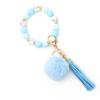 Silicone Bead Bracelet with Pom-Pom Keychain & Tassel Pendant - 2024 Women's Style