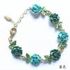 Bracelet Ethnique Rose en Alliage Vintage, Bijou de Poignet Floral Exagéré pour Femmes