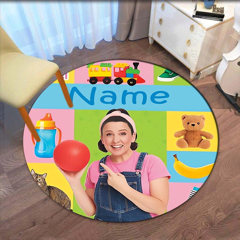 Custom Name Ms. Rachel Printed Round Rug Carpet Chair Rug Area Rug Entryway Doormats,for Office Chair Living Room Bedroom Kitchen Room.