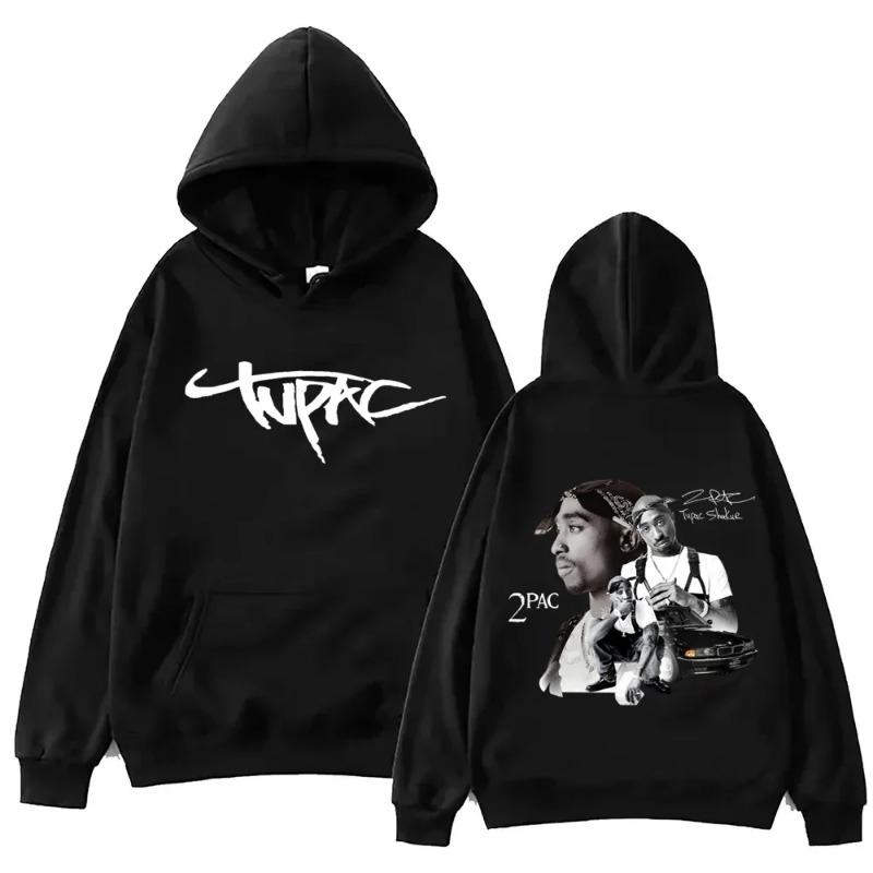 

Tupac 2pac Male and Female Rap Stars Printed Hoodies Hip-hop Casual Sportswear, Harajuku Street Hoodies and Clothing S чёрный