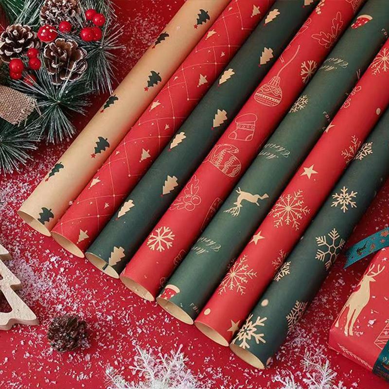 Wholesale Christmas Gift Wrapping Paper Christmas Gift Box Flower Paper Santa Claus Reindeer Christmas Tree Decorative Paper
