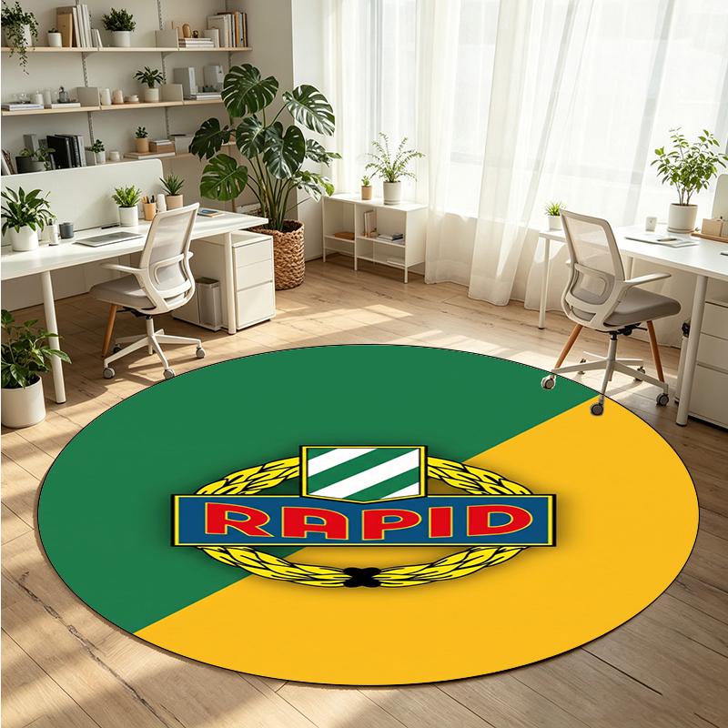 Rapid Wien FC Printed Round Crystal Velvet Rug Soft Non Slip Floor Carpet For Bedroom Holiday Gift