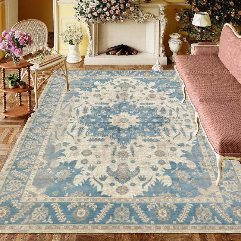 American Style Retro Carpet Living Room Sofa Bedroom Bedside Study Kitchen Entrance Door Rug Non-slip Light Luxury Decor Mat