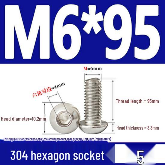 ISO7380 Stainless Steel Hex Drive Dome Head Screws - M2 to M16