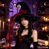 Adjustable Witchy Hat Halloween Witch Hat, Gothic Dark Wizard Costume Headpiece for Women, Spooky Velvet Cone All Year Round Fashion Accessory