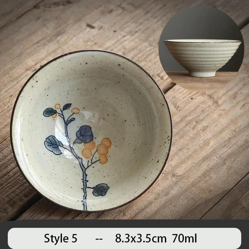 1PCS Chinese Traditional Ceramic Cone Teacup Anti Scaling Handmade Flowers Porcelain Tea Bowl Travel Meditation Cup Tea Set 70ml