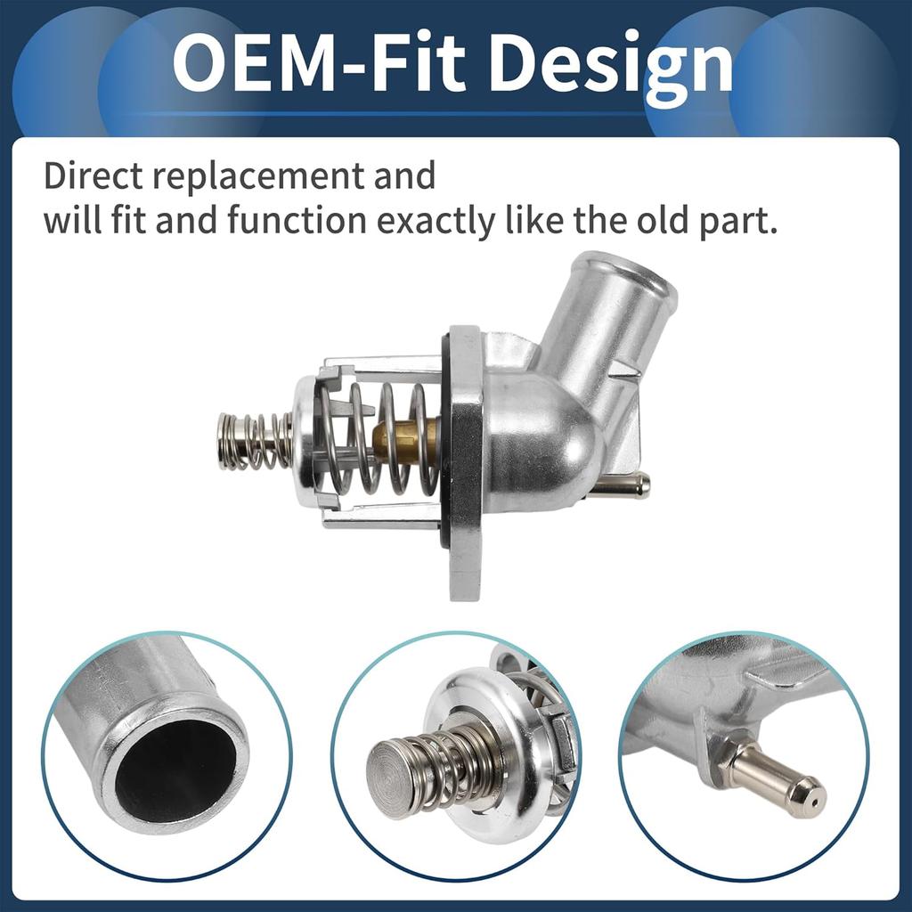 Autothermostat Innerer Motorkühlmittelthermostatgehäuse-Baugruppe Nr. 12674639 für Chevrolet Silverado 1500 2014-2019 Aluminiumlegierung Silberton Langlebig