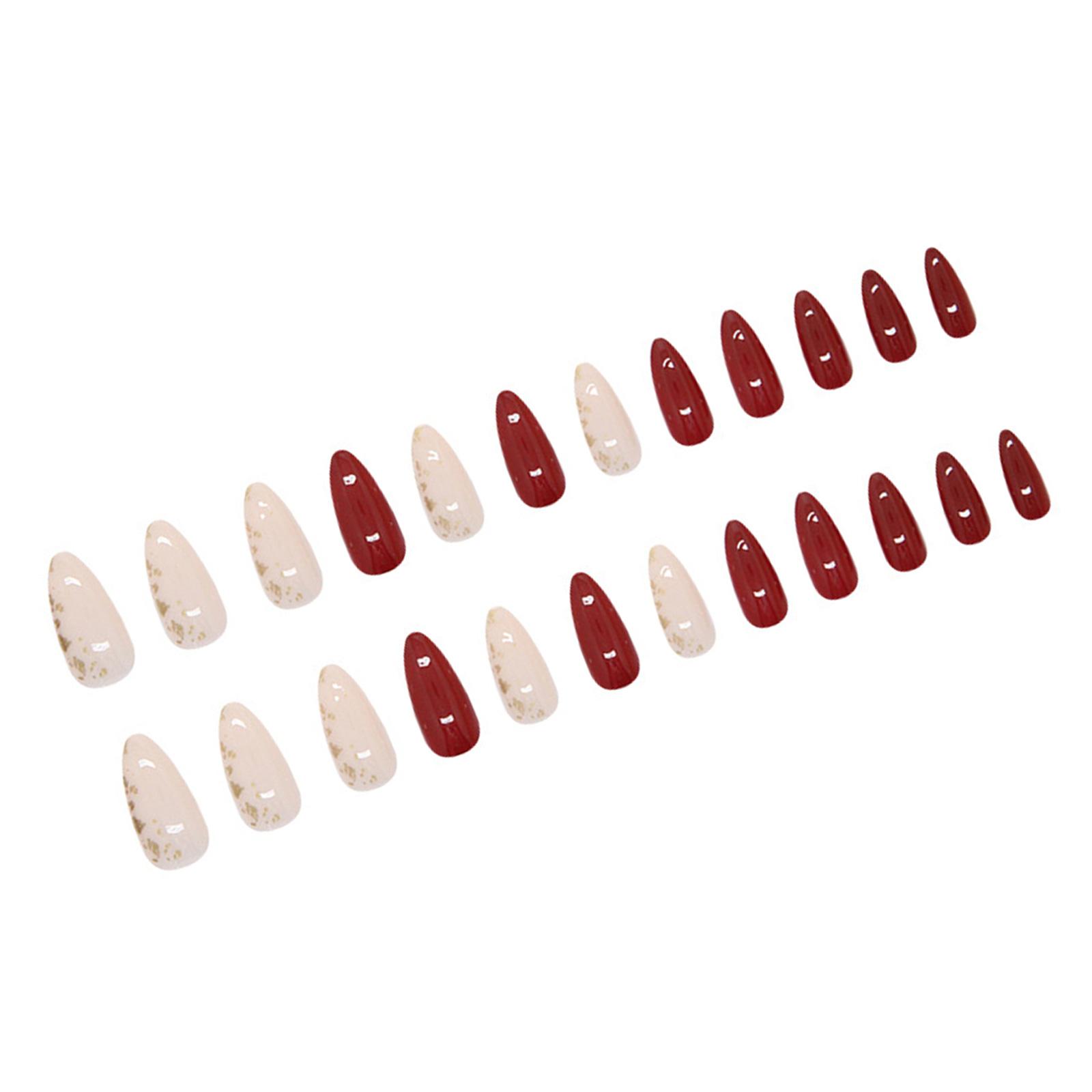 

24 шт. Короткие миндальные накладки на ногти с глянцевыми полосками для дизайна накладных ногтей, маникюра, нейл-арта, наклейте на ноготь для любого случая