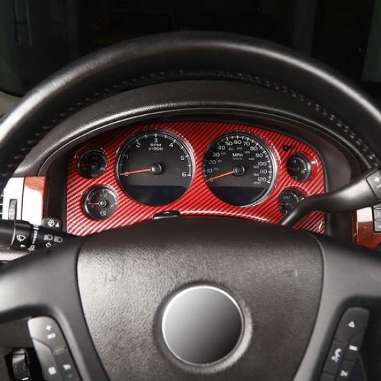 Red Carbon Fiber Dashboard Speed Meter Cover Trim For Avalanche & Tahoe 2007-13