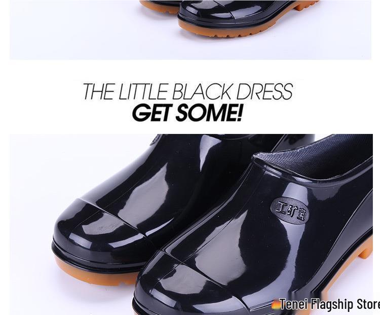 Men's Low-Cut Wear-Resistant Fashion Rain Boots: Non-Slip, Thickened Rubber Galoshes for Construction Sites