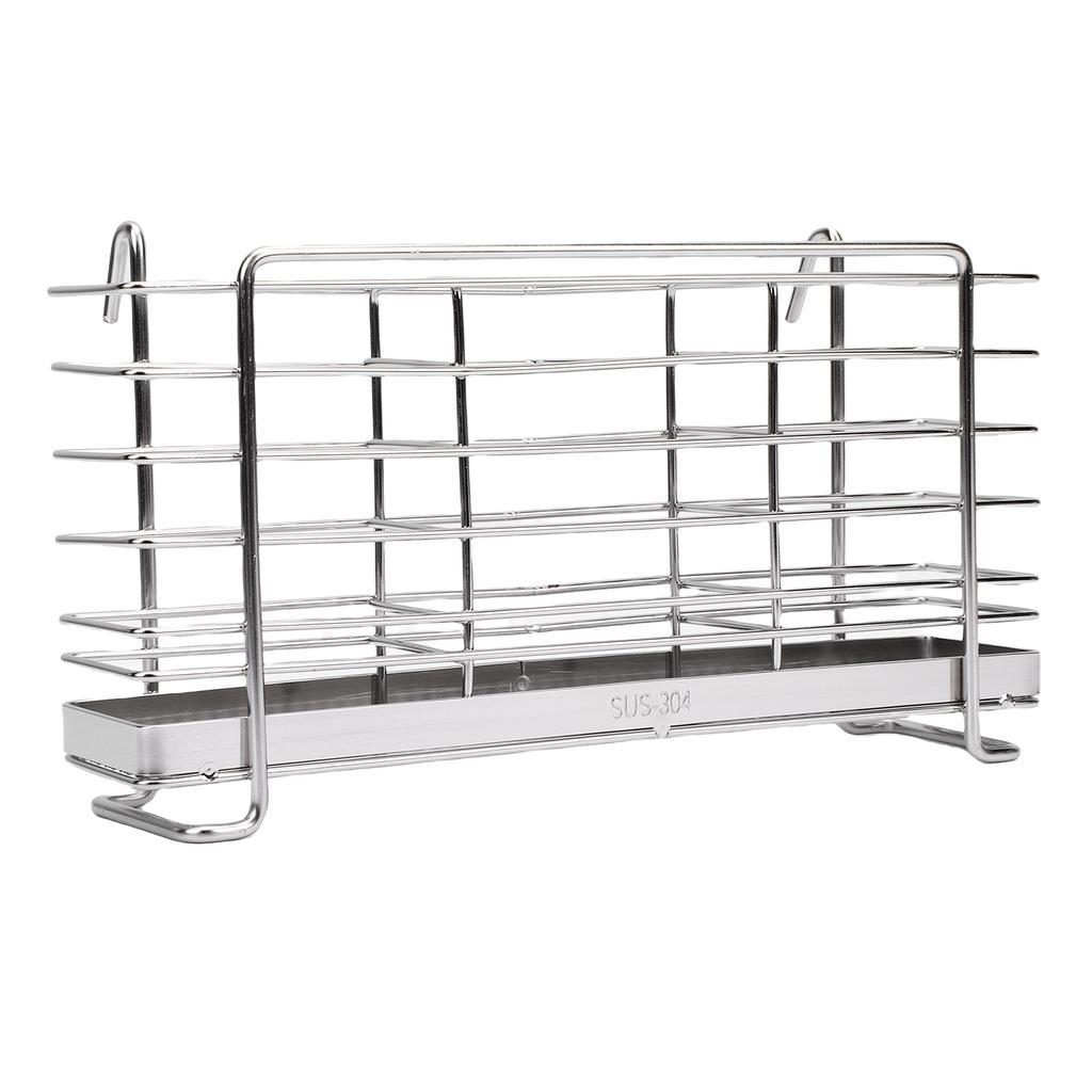 Abtropfgestell für Küchenutensilien mit Haken 3 Fächer 304 Edelstahl Abtropfkorb für Essstäbchen Gabeln
